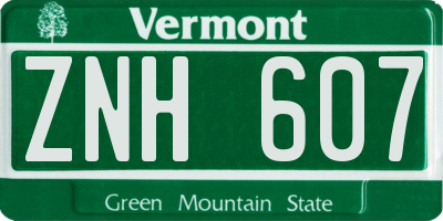 VT license plate ZNH607