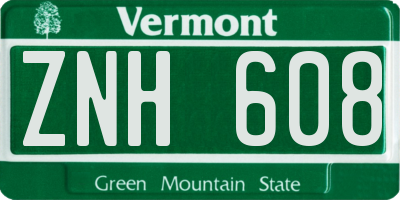 VT license plate ZNH608