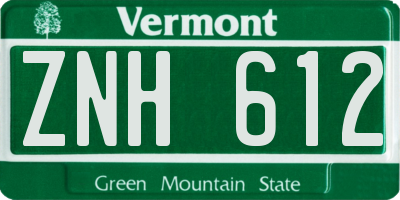 VT license plate ZNH612
