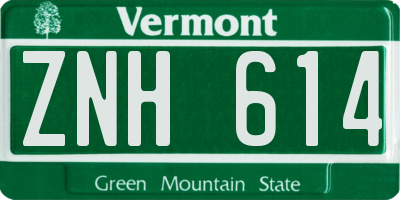 VT license plate ZNH614