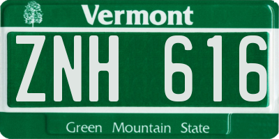 VT license plate ZNH616