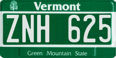 VT license plate ZNH625