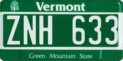 VT license plate ZNH633