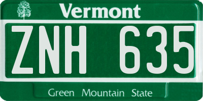 VT license plate ZNH635