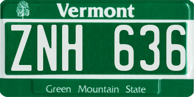 VT license plate ZNH636