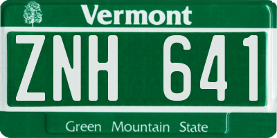 VT license plate ZNH641