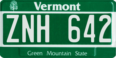 VT license plate ZNH642