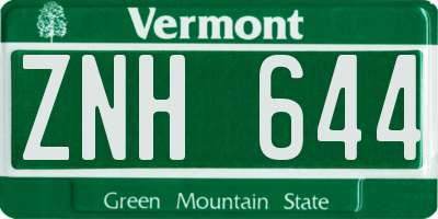 VT license plate ZNH644