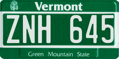 VT license plate ZNH645