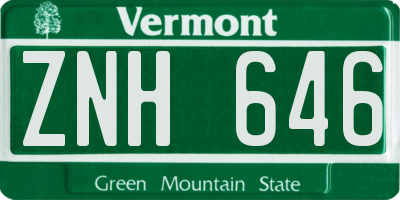 VT license plate ZNH646