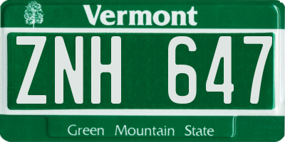 VT license plate ZNH647