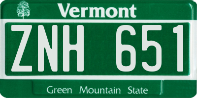 VT license plate ZNH651