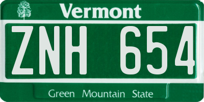 VT license plate ZNH654