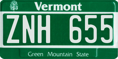 VT license plate ZNH655
