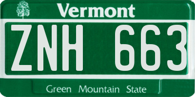VT license plate ZNH663