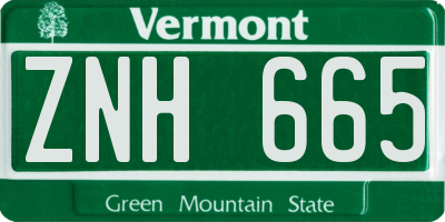 VT license plate ZNH665