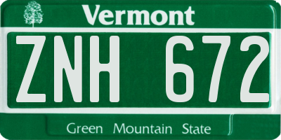 VT license plate ZNH672