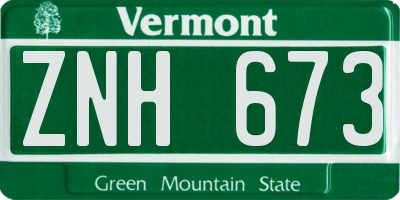 VT license plate ZNH673