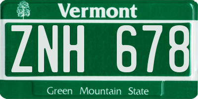 VT license plate ZNH678