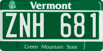 VT license plate ZNH681