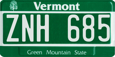 VT license plate ZNH685