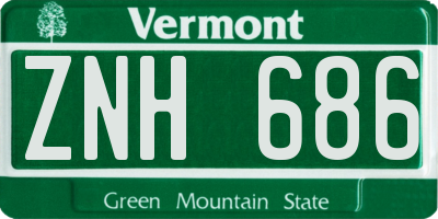 VT license plate ZNH686
