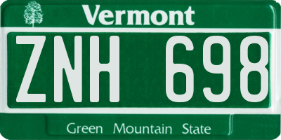 VT license plate ZNH698
