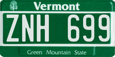 VT license plate ZNH699