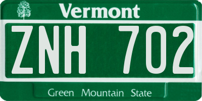 VT license plate ZNH702