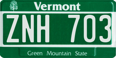 VT license plate ZNH703