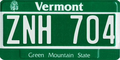 VT license plate ZNH704