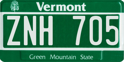VT license plate ZNH705