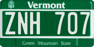 VT license plate ZNH707