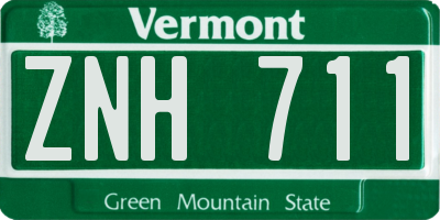 VT license plate ZNH711
