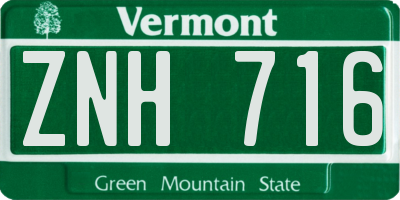 VT license plate ZNH716