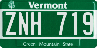 VT license plate ZNH719