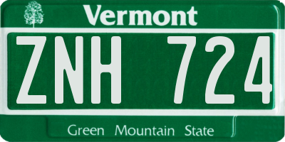 VT license plate ZNH724