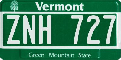 VT license plate ZNH727