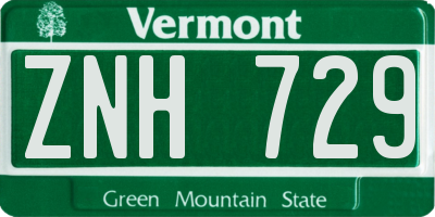 VT license plate ZNH729