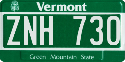 VT license plate ZNH730