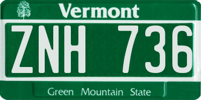 VT license plate ZNH736