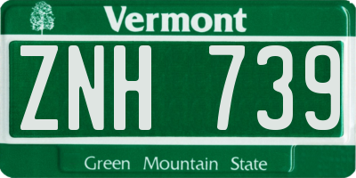 VT license plate ZNH739