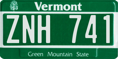 VT license plate ZNH741