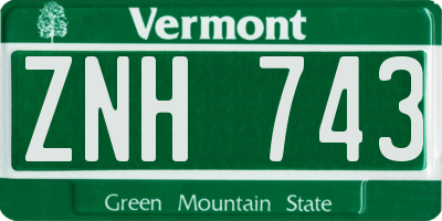 VT license plate ZNH743