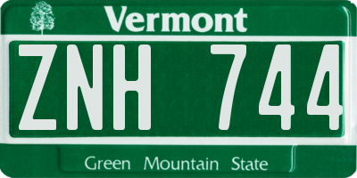 VT license plate ZNH744