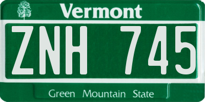 VT license plate ZNH745