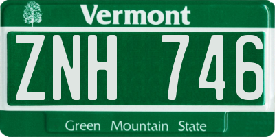 VT license plate ZNH746