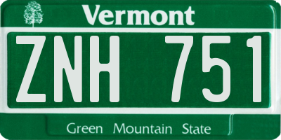 VT license plate ZNH751