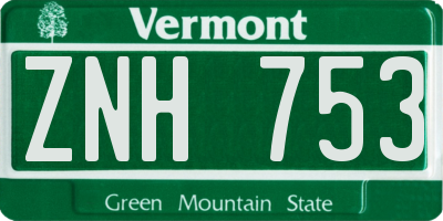 VT license plate ZNH753