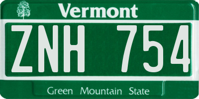 VT license plate ZNH754